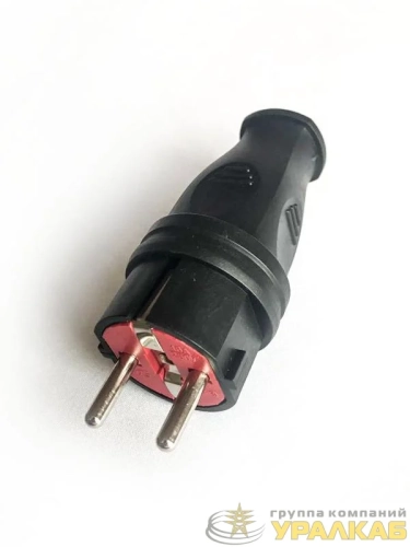 Вилка прямая 16А IP44 черн. КОСМОС 