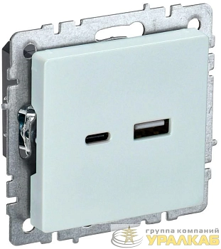 Розетка BRITE USB A+C 18Вт РЮ11-1-БрЖ механизм жемчуж. IEK BR-U22-018-K36