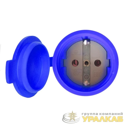 Разъем штепсельный 16А IP44 250В (еврослот) с заземл. каучук син. Universal 