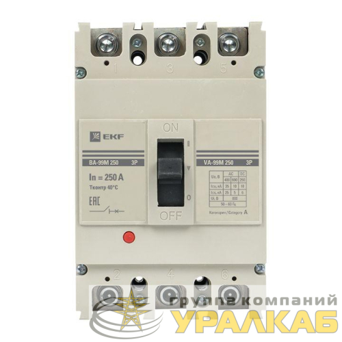 Выключатель автоматический 3п 250/250А 35кА ВА-99М PROxima EKF mccb99-250-250m детальная картинка