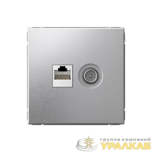 Розетка компьютерная + телевизионная 2-м СП ArtGallery RJ45 кат.5E + TV механизм алюм. SE 