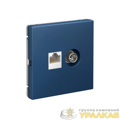 Розетка компьютерная + телевизионная 2-м ArtGallery RJ45 + TV кат.5E аквамарин SE 