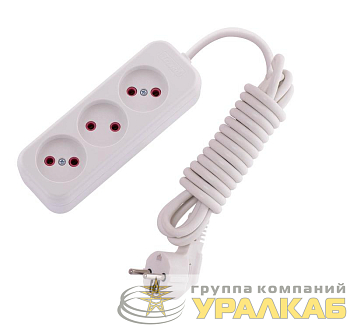 Удлинитель 3х3м без заземл. 10А IP20 Lila LEZARD 720-0303-303