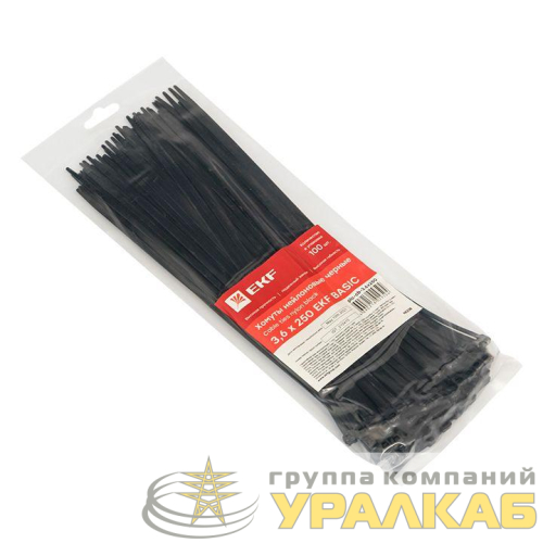 Хомут кабельный 3.6х250 нейл. черн. (уп.100шт) EKF plc-cb-3.6x250 детальная картинка