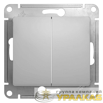 Выключатель 2-кл. СП Glossa 10А IP20 (сх. 5) 10AX механизм алюм. SE GSL000351