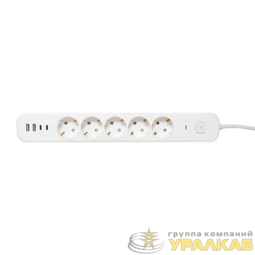 Удлинитель 5х5м IP20 2USB 2.4А+2type-C LUX 1.5кв.мм EKF UBA-LUX-505-TC детальная картинка