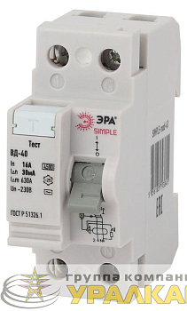 Выключатель дифференциального тока (УЗО) 2п 63А/100мА ВД-40 (электронное) SIMPLE-mod-48 ЭРА 