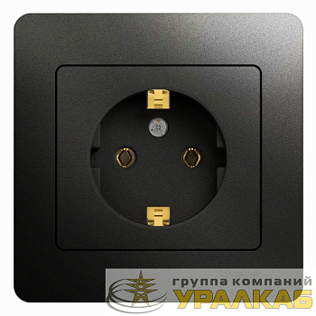 Розетка 1-м СП 1мод. Glossa 16А IP20 с заземл. в сборе антрацит SE GSL000742