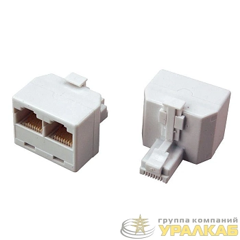 Переходник сетевой LAN штекер 8Р8С (RJ-45)-2 гнезда 8Р8С (RJ-45) Rexant 06-0113-B
