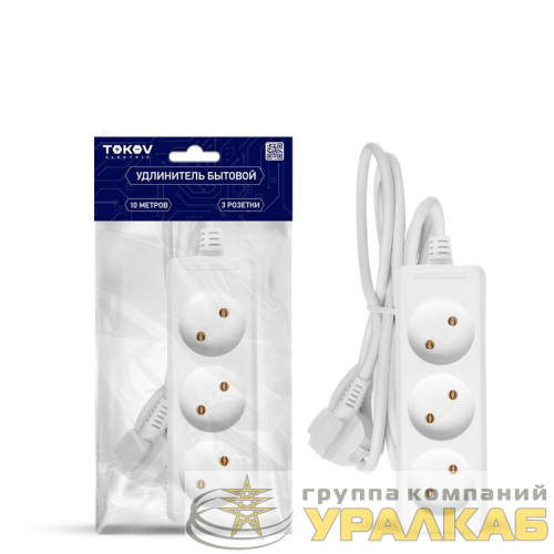 Удлинитель 3х10м без заземл. 16А 2х1 TOKOV ELECTRIC TKE-C01-BU3-10-1 детальная картинка