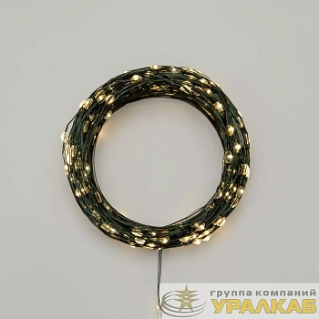 Гирлянда светодиодная "Роса" 50м 500LED тепл. бел. IP20 230В с контроллером провод зел. Neon-Night 