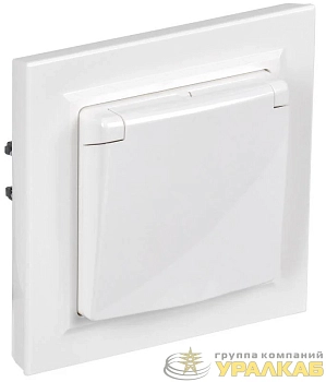 Розетка с крышкой Brite 16А IP44 РСбш10-3-44-БрБ механизм бел. в сб. IEK BR-R16-16-44-K01-F-PRO