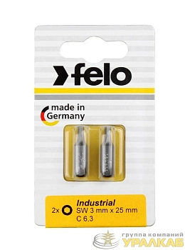 Бита шестигранная 25мм Industrial 3мм на блистере (уп.2шт) FELO 02430036