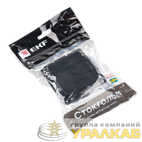 Переключатель проходной 2-кл. Стокгольм 10А механизм черн. PROxima EKF EZV10-027-10 детальная картинка