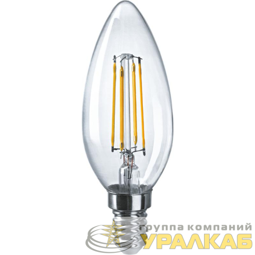 Лампа светодиодная филаментная 80 893 OLL-F-C35-08-230-4K-E14 8Вт свеча прозрачная 4000К нейтр. бел. E14 800лм 220-240В ОНЛАЙТ 80893