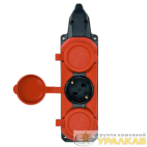 Колодка удлинителя 3-м с заземл. 16А IP44 каучук красн. TOKOV TKE-C13-KK3-Z детальная картинка