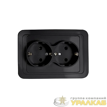 Розетка 2-м CLASSICO с заземл. 2128B черн. IN HOME 