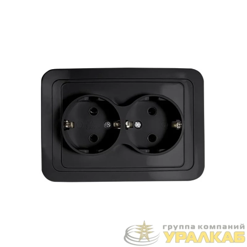 Розетка 2-м CLASSICO с заземл. 2128B черн. IN HOME 