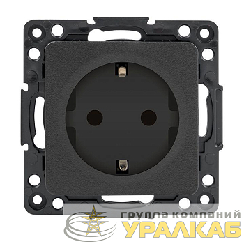 Розетка 1-м СП Стокгольм 16А IP20 с заземл. защ. шторки механизм черн. PROxima EKF EZR16-028-10