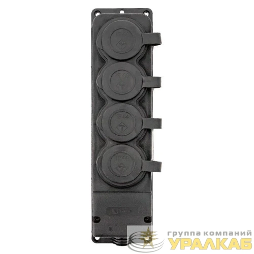 Колодка 4-м 16А IP44 2P+PE 230В с защ. крышками каучук PROxima EKF 