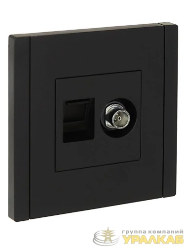 Розетка 2-м TV+RJ45 кат.6 FORTE&PIANO FP137 черн. IEK 