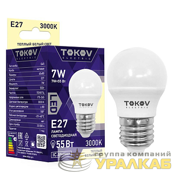 Лампа светодиодная 7Вт G45 3000К Е27 176-264В TOKOV ELECTRIC TKE-G45-E27-7-3K