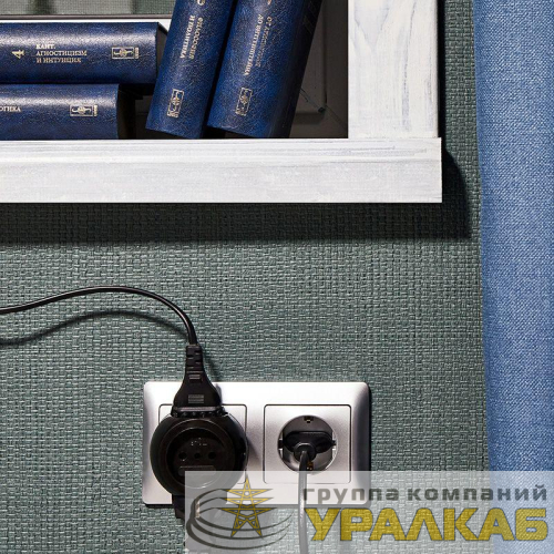 Разветвитель 3-м 6А IP20 Шар 220В черн. Rexant 11-1063-1 детальная картинка