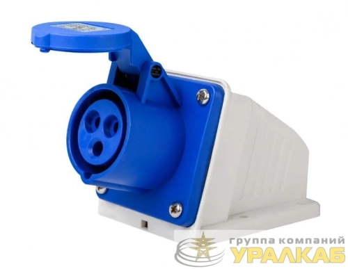 Розетка стационарная 2Р+РЕ 16А 220В IP44 РС-103 DEKraft 