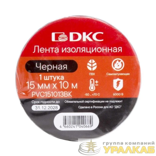Лента изоляционная ПВХ 15х0.13 ((10м)) в рулоне черн. DKC 