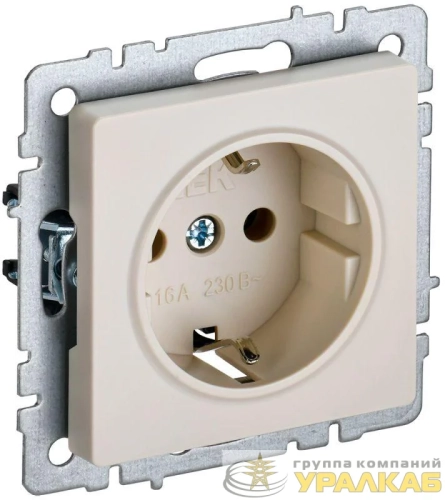 Розетка BRITE РС14-1-0-БрКр 16А с заземл. защ. шторки механизм беж. IEK BR-R14-16-K10 детальная картинка