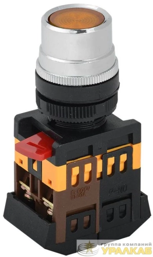Кнопка ABLF-22 d22мм 1з+1р 240В неон желт. IEK 