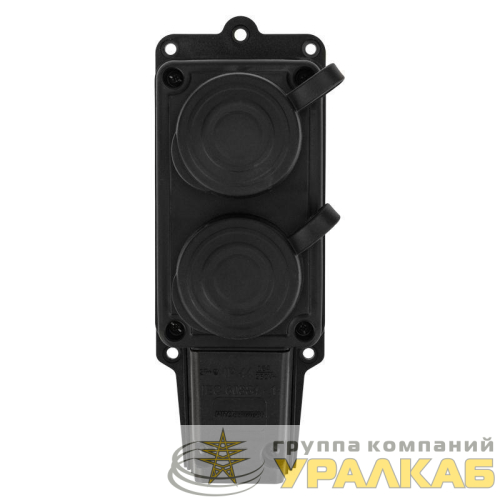 Колодка удлинителя 2-м 16А IP44 230В 2P+PE влагозащ. каучук PROCONNECT 111-112-4 детальная картинка