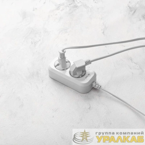 Удлинитель 2 гнезда 3м 2х0.75кв.мм б/з бел. PROCONNECT 13-4201 детальная картинка