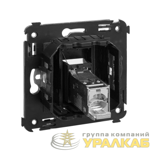 Розетка компьютерная 1-м RJ-45 СП кат.6 экранированная Avanti "Черный матовый" DKC 4412393 детальная картинка