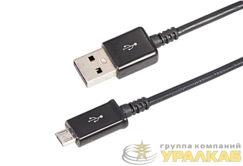 Кабель USB microUSB длинный штекер 1м черн. Rexant 