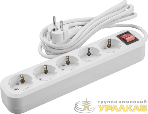 Удлинитель 5х5м с заземл. 16А IP20 90 812 OPE-S-05-500-ESC-3x1 с кнопкой бел. ОНЛАЙТ 