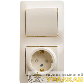 Блок комбинированный Glossa (розетка защ. шторки с заземл. + 1-кл. выкл.) беж. SE GSL000270