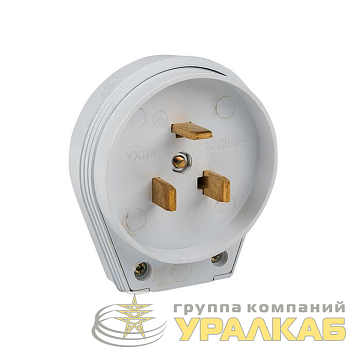 Вилка для разъема РШ-ВШ 32А 2P+PE 250В пластик. бел. EKF AS-250-B-01