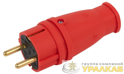 Вилка VX10-R-IP44 16А IP44 прямая с заземл. каучук красн. ЭРА Б0055415 детальная картинка