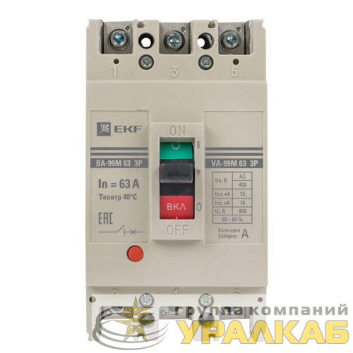 Выключатель автоматический 3п 63/63А 25кА ВА-99М PROxima EKF mccb99-63-63m детальная картинка