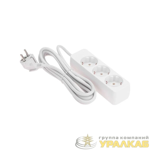 Удлинитель 3 гнезда 3м 3х0.75кв.мм с/з бел. PROCONNECT 13-4209 детальная картинка