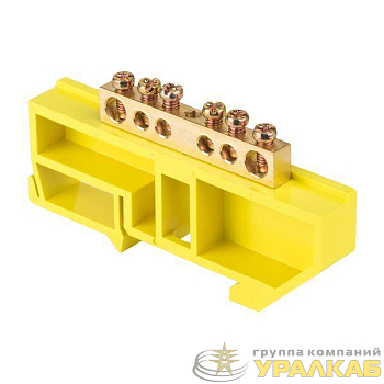 Шина нулевая N 6х9 6 отверстий желт. изолятор на DIN-рейку латунь PROxima EKF sn0-63-06-dz