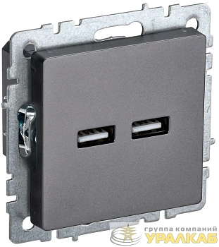 Розетка BRITE USB A+A 3.1А РЮ10-1-БрС механизм сталь IEK BR-U21-D31-K46