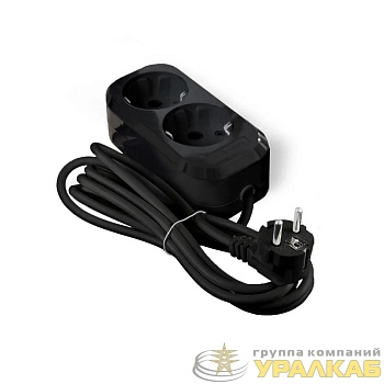 Удлинитель 2х3м с заземл. 16А IP20 Е-302 ПВС 3х1 АБС-пластик черн. UNIVersal 2176