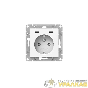 Розетка СП Эпика 16А с 2 USB-C с заземл. защ. шторки механизм бел. EKF 