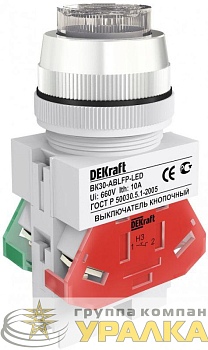 Выключатель кнопочный LED ABLFP ВК-30 d30мм 220В бел. DEKraft 25050DEK
