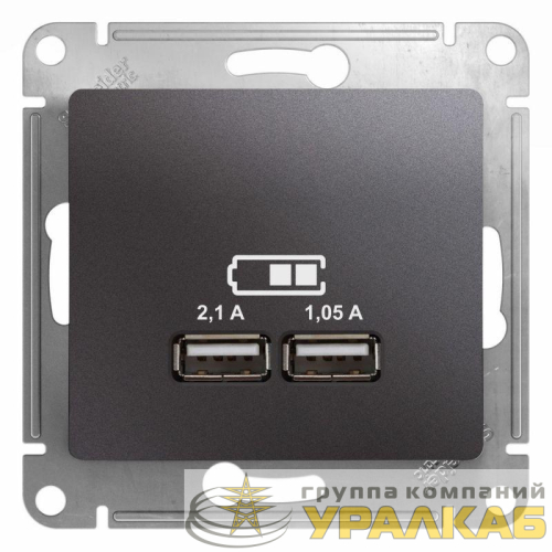 Розетка USB 2-м СП Glossa тип A+A 5В/2100мА 2х5В/1050мА механизм графит SE 
