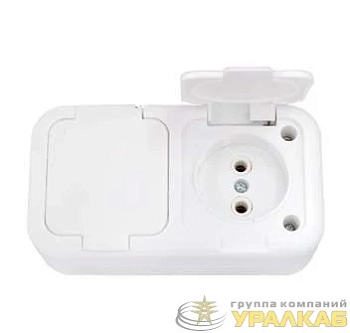 Розетка 2-м ОП 16А IP44 бел. БЕЛТИЗ РА10-221