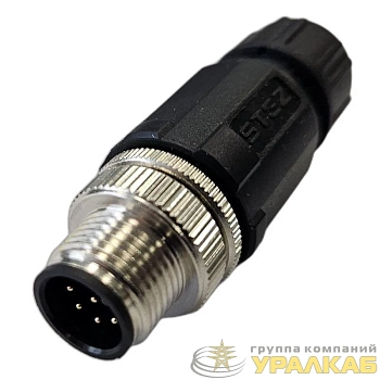 Разъем М12 8A штыревой пайка пластик. прямой резьба PG7 каб. часть СЦМ120022-08A СТЭЗ 185200166