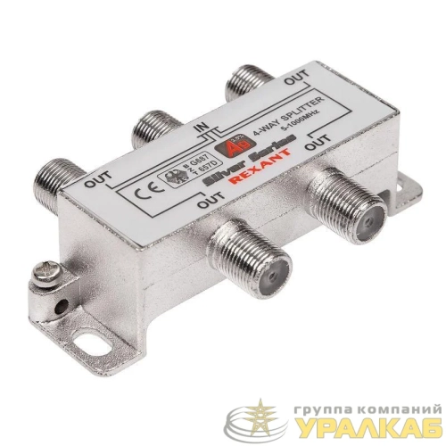 Делитель антенный F-типа на 4 TV + F-разъемы 5-1000МГц блист. Rexant 06-0047-C детальная картинка